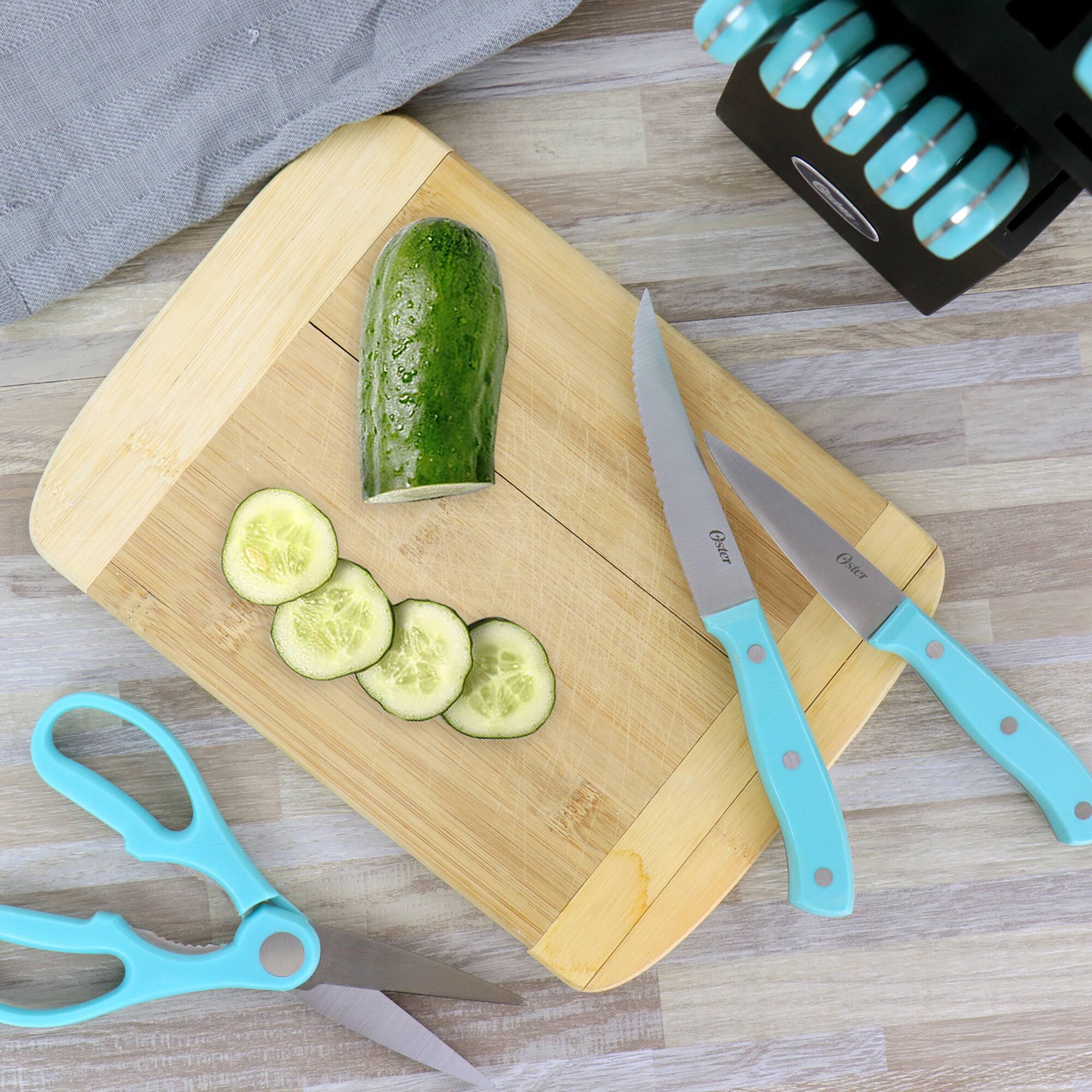 Oster Evansville 14-Piece Light Blue Stainless Steel Cutlery Set